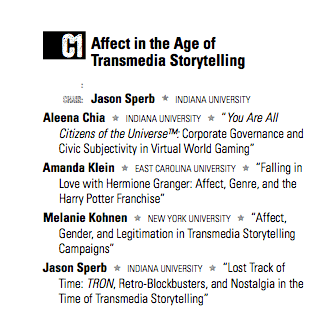 A screen shot of my panel from the SCMS 2014 conference program.